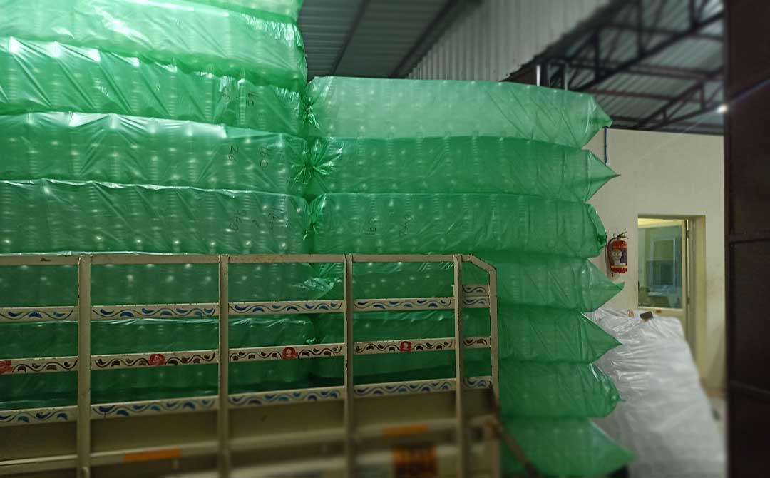 loading plastic bottles